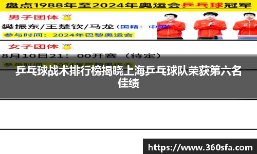乒乓球战术排行榜揭晓上海乒乓球队荣获第六名佳绩